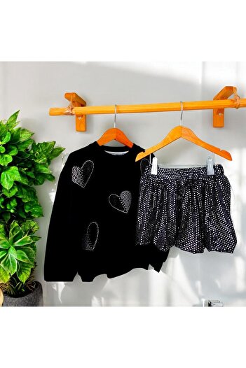 KOKOŞ BEBEK Glitter Skirt Heart Suit |   Between 4/10 Years