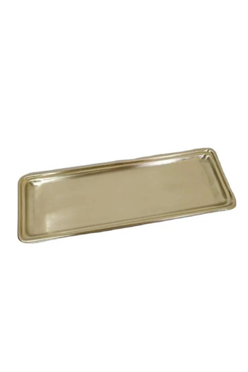 Kitchen Design Lab Paslanmaz Çelik Gold Renk Dikdörtgen Dar Metal Düz Sunum Tepsisi Çay Kahve Tatlı Sunum 1 Adet