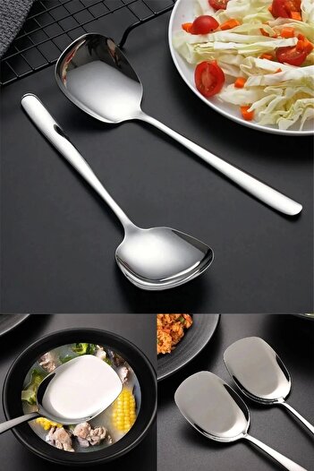 Rosemor Stainless Steel Set of 2 Luxury Serving Spoons Food Salad Pastry Cake Oven and Chicken Serving Set