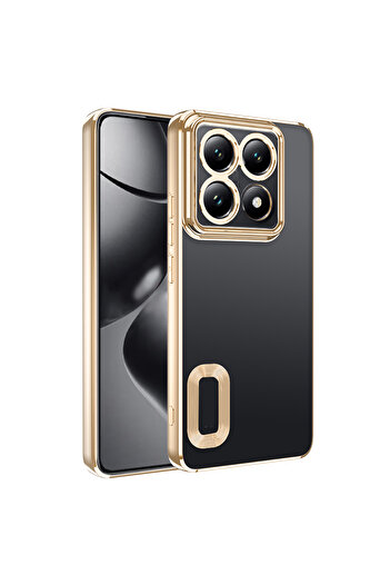 Rivor Xiaomi Mi 14T Pro Kılıf Kamera Korumalı Kenarlar Renkli Logo Gösteren Arkası Şeffaf Parlak Kapak