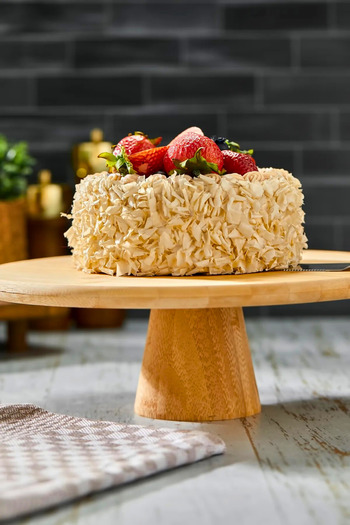 Woodcept Bambu Yuvarlak Kek Ve Pasta Sunum Standı, Doğal Bambu Ayaklı Kek Pasta Sunumluk 25 Cm