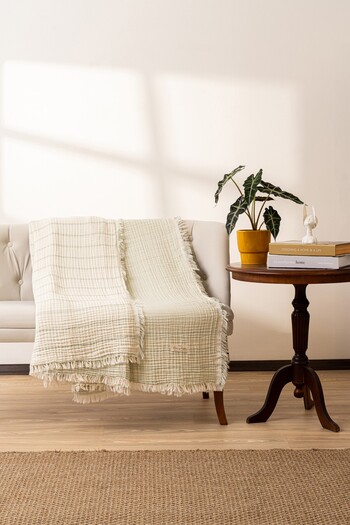 Rikka Home 100% Cotton 4Layers Muslin Bedding and Sofa Throw Cover-Oeko-Tex Certificate,Meditation/Tv Blanket150X200 cm