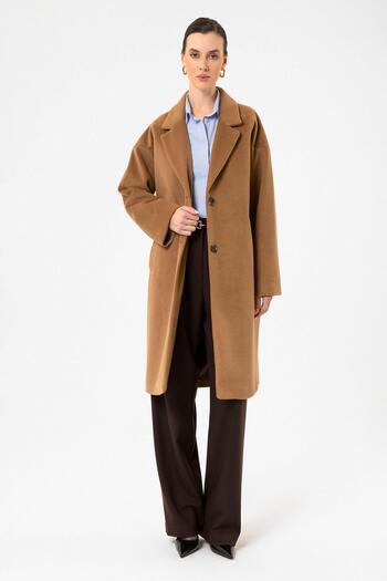 Antioch Camel Women's Wool Blended Textured Coat