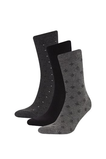 DeFacto Men's 3-Piece Cotton Long Socks F0938Axns