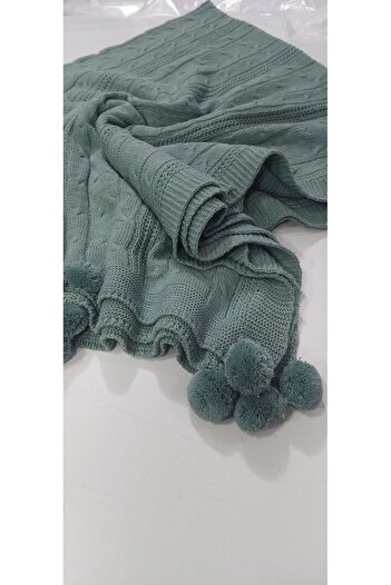 BALADI HOME Pompom Knitwear Tv Knee Blanket 125 X 165 cm You Can Use for Shawl and Seat