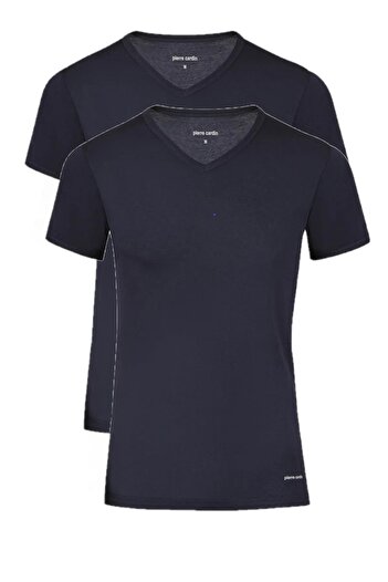 Pierre Cardin Ανδρικό μπλουζάκι Navy Blue Ribbed V-Neck - Συσκευασία 2 βαμβακερών κουτιών R.O.4.Z.4.E.L2.T