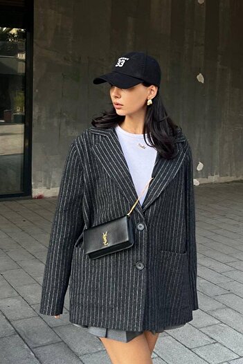 MADAMMERY Striped Oversize Blazer Jacket