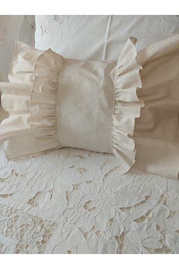 AHSERHOME Raw Linen Rush Detailed Bed Runner and Kirlent Cover Set Double