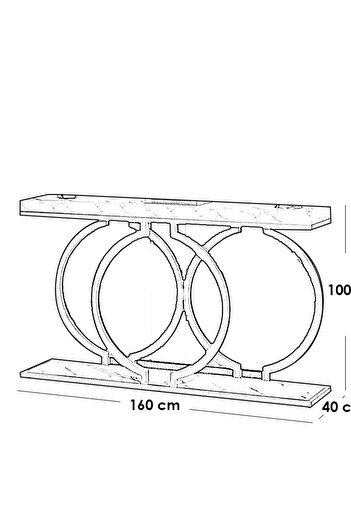 Generic Iron and gold and white marble alternative entrance table - 160x40x100 cm
