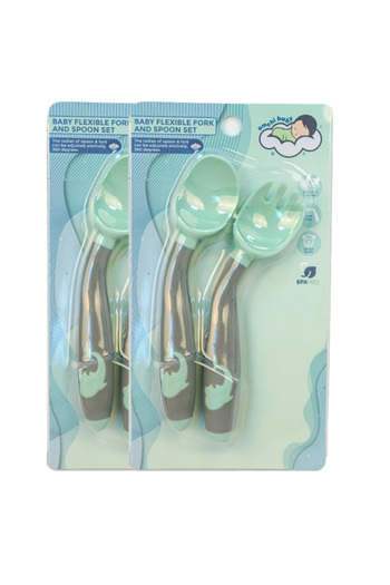 AMCHI BABY Flexible Spoon and Fork Set-Pack of 2-Blue
