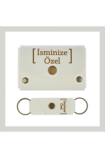 miawiki White Color, Gift Set Specially Prepared for Your Name, Collectible Wallet and Keychain Set