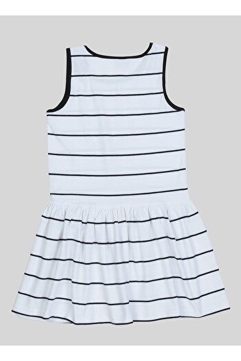 Freemood Girl's Cat Printed Striped Dress