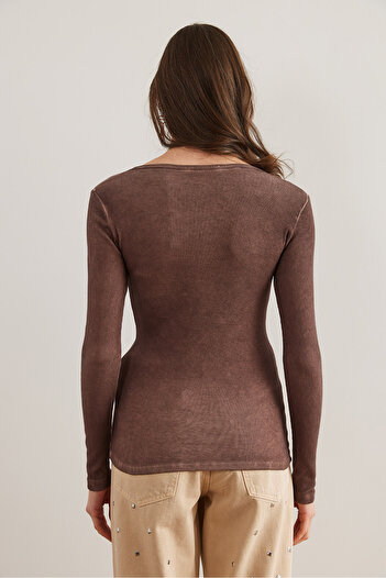 Olalook Women's Camisole Blouse with Bitter Brown Placket and Wash - Blz- 19000588