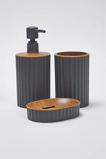 TRENDYOLMİLLA HOME 3-Piece Wooden Look Soap Dish Bathroom Set - Tphss25Bst00005