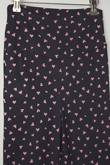 TRENDYOLKIDS Black-Pink 2-Piece Girls Printed Knitted Leggings Tkdss25Ta00012