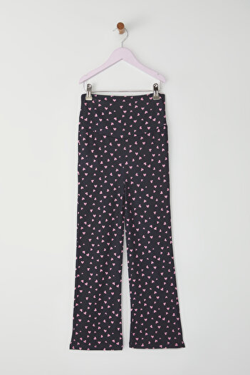 TRENDYOLKIDS Black-Pink 2-Piece Girls Printed Knitted Leggings Tkdss25Ta00012