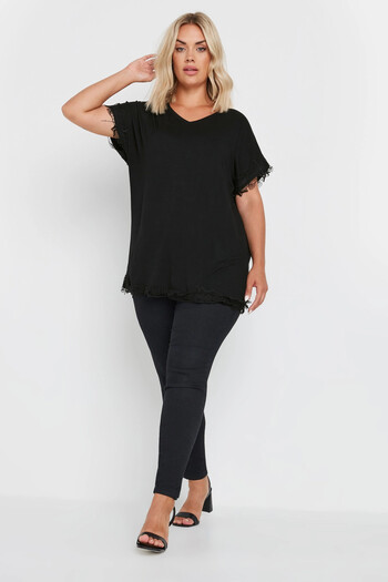 Stil Diva V-Neck Lace Detailed Plus Size Blouse -303374