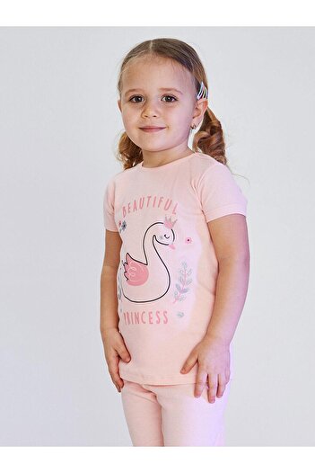 LC Waikiki Crew Neck Short Sleeve Printed Cotton Baby Girl Pajamas Set (S2)
