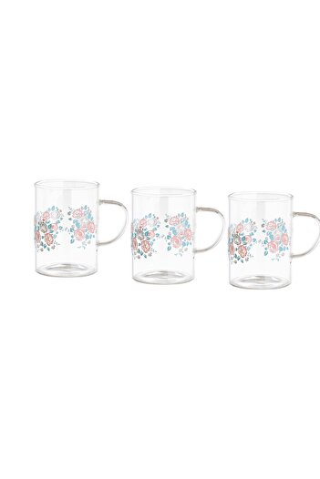 HIC Glass Cup Set 3 Pieces With Design 240 ml