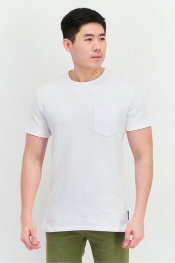 French Connection Men Crew Neck Short Sleeves Textured T-Shirt, White