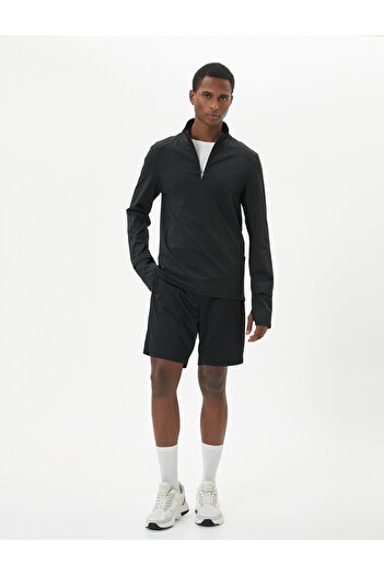 Koton Sports Sweatshirt with Half Zipper and Phone Pocket Detail