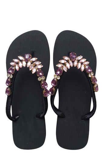 Eva Flore Flip-flops de plajă cu piatră albă albastră
