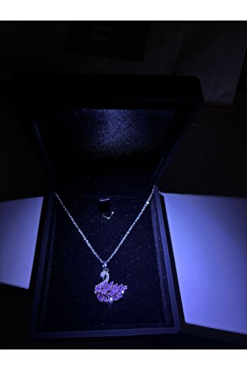 HEYjewelry Işıklı Kutuda Kuğulu Kolye Kuğulu 14 Şubat Sevgililer Günü Hediyesi Kadın kolye