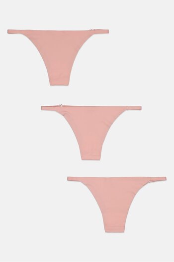 Bebe Women 3 Pack Plain Pantie, Pink