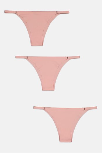Bebe Women 3 Pack Plain Pantie, Pink