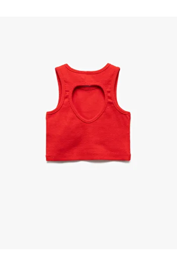 Koton Cotton Sleeveless Ribbed Crop Undershirt with Window Detail on the Back
