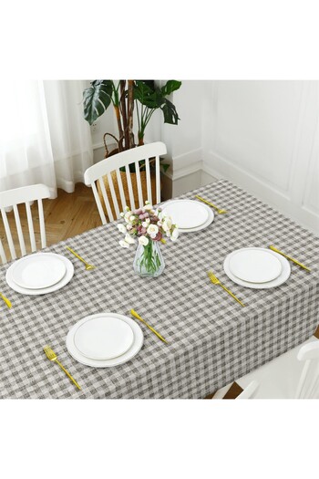 Evim Smoked Canvas Plaid Tablecloth - Liquid Proof and Stain Resistant