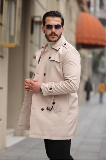 Delpino Men's Long Belted Trench Coat