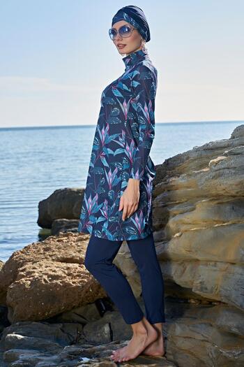 Ruko Maio 23121-4 Double Scarf and Hijab Boned Turtleneck Lycra Fabric Full Hijab Swimsuit