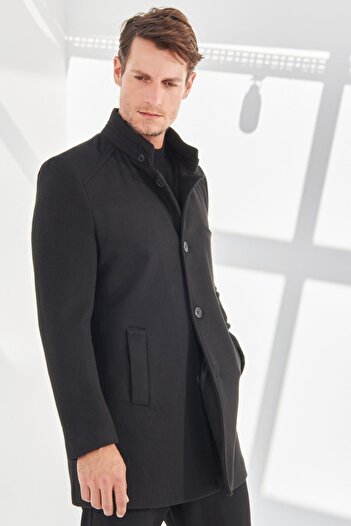 Delpino Men's Slim Fit Long Cuff Coat