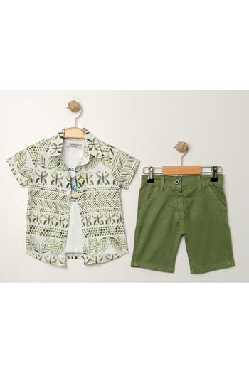 Chicsy Baby Style Shirt Leaf Pattern Adjustable Waist Short Sleeve with Shorts 3-Piece Suit Children's and Baby's Clothing Self