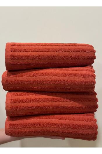 SHAL HOME 100% Cotton 50X90Cm 4-Piece Hand&Face Towel Set-Brick