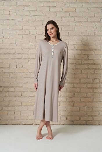 gd goldoremi 1717 Melisa Women's Buttoned Long Nightgown