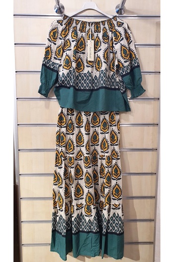 Park Moda 2-Piece Cotton Suit with Blouse and Skirt