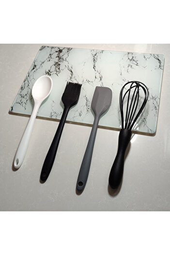 Tohana Mini Silicone Brush, Spoon, Spatula and Whisk Set |   Set of 4, Non-Stick and Durable