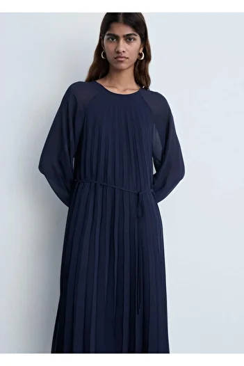 MANGO Woman Rochie pliată cu centură cu detaliu de legătură