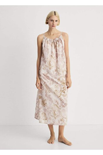 MANGO Woman Floral Pattern Cotton Nightgown