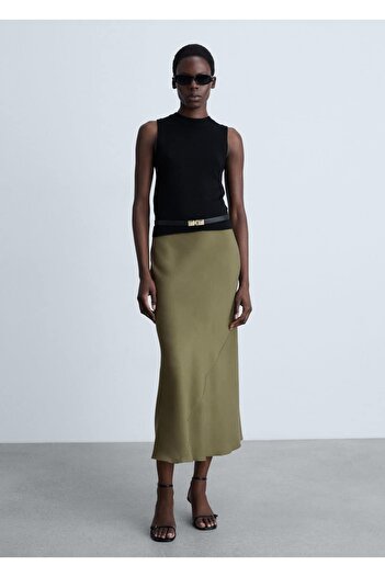 MANGO Woman Satin Midi Skirt