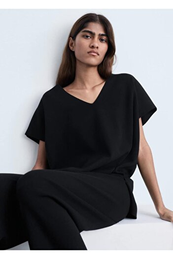 MANGO Woman Knitwear Blouse with V-Neck