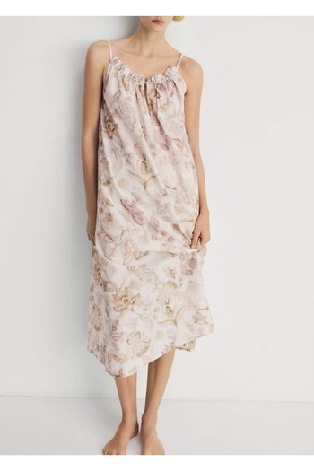 MANGO Woman Floral Pattern Cotton Nightgown