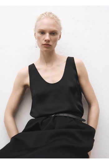 MANGO Woman Blouse with Silk Suspenders