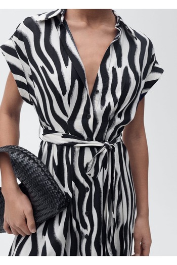 MANGO Woman Rochie cămașă cu imprimeu zebră