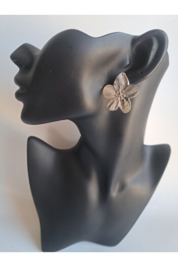 BHR AKSESUAR Silver Flower Earrings