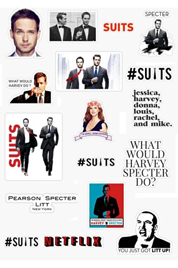 Major Selection مجموعة ملصقات بتصميم مخصص مكونة من 17 قطعة مطبوعة من سلسلة البدلات - مناسبة لأسطح الهاتف والكمبيوتر