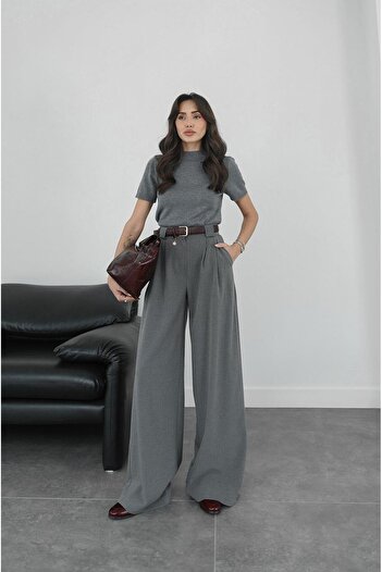 Havoş Anthracite Embroidered Waist Trousers