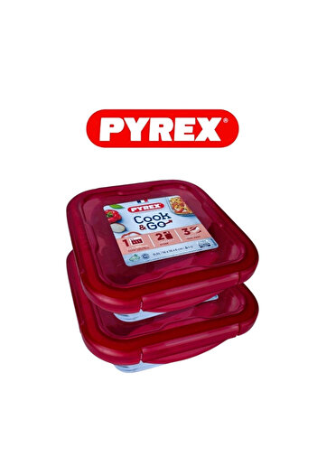 Pyrex Cook & Go Square Storage Dish 800ml - Pack of 2 - Airtight, Oven & Microwave Safe